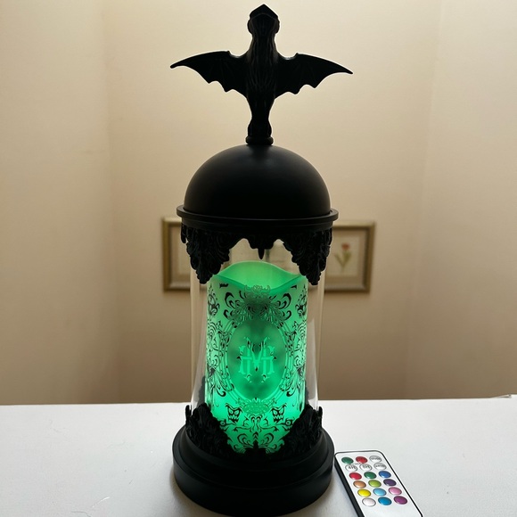 Disney Haunted Mansion Bat Hurricane Candle Holder - Color Changing - Picture 1 of 10